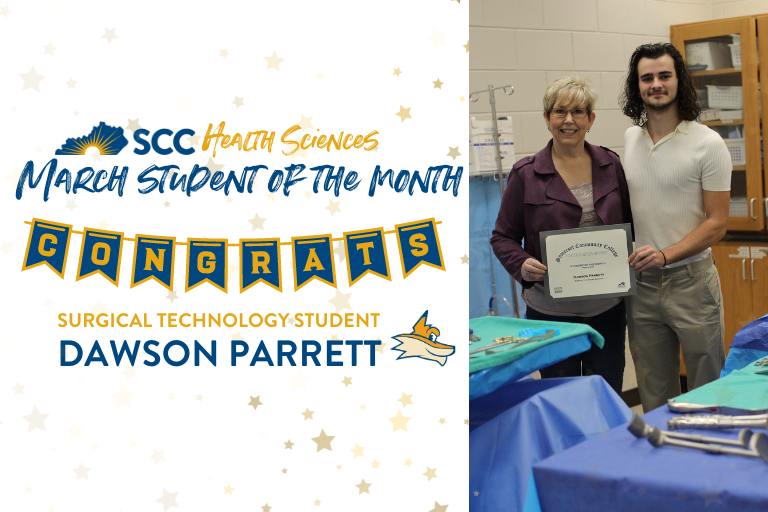 SCC Health Sciences March Student of the Month: Dawson Parrett, Surgical Technology Student